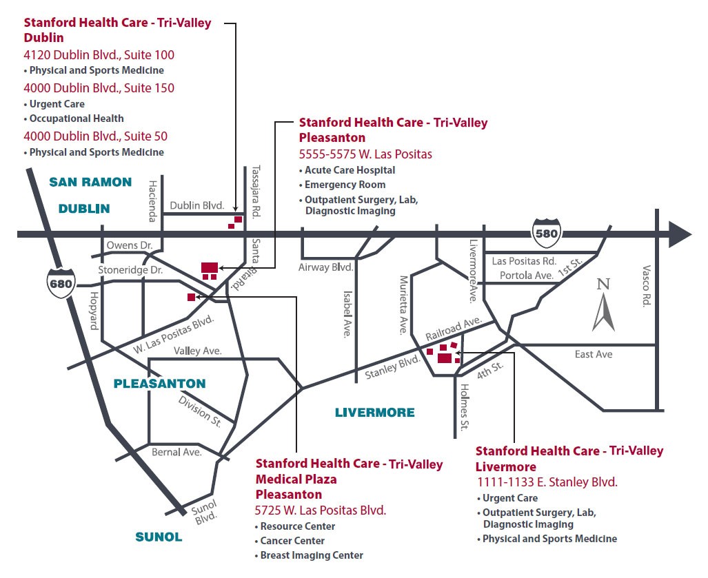 SHC ValleyCare Locatins Map