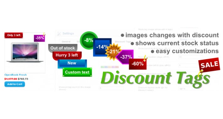 Special Discount Tags with stock status (FREE SUPPORT)