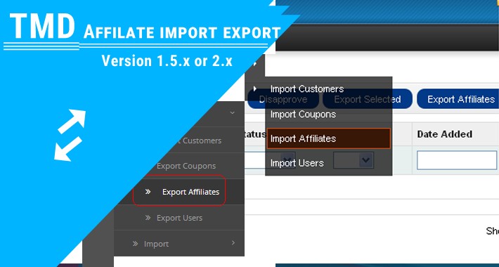 Affiliate import export (1.5.x and 2.x)