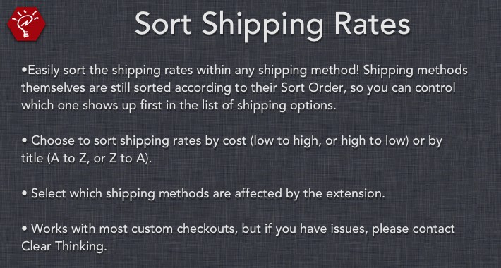 Sort Shipping Rates