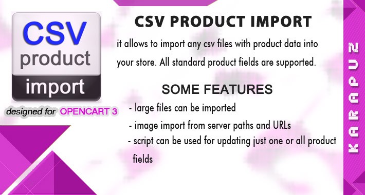 CSV Product Import (for Opencart 3)