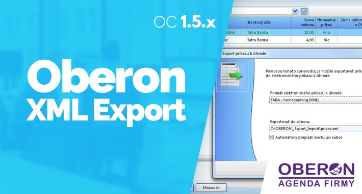 Export do účtovníckeho software Oberon 1.5.x