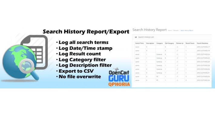 Search History Report/Export CSV (2.x/3.0)