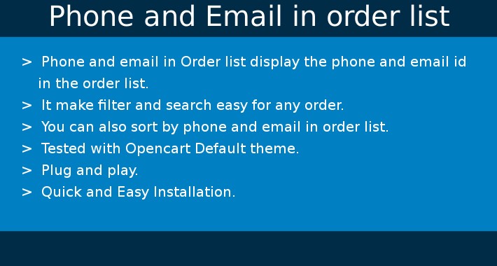 Phone and email in Order list