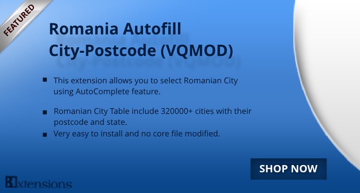 Opencart Romania Autofill City-Postcode (VQMOD/OCMOD for 3x)