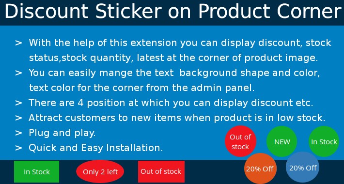 Discount Sticker on Product Corner