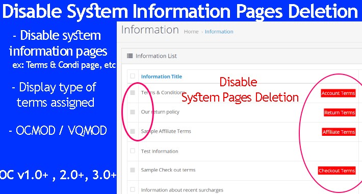Disable Deletion & Display System Pages Info in Information