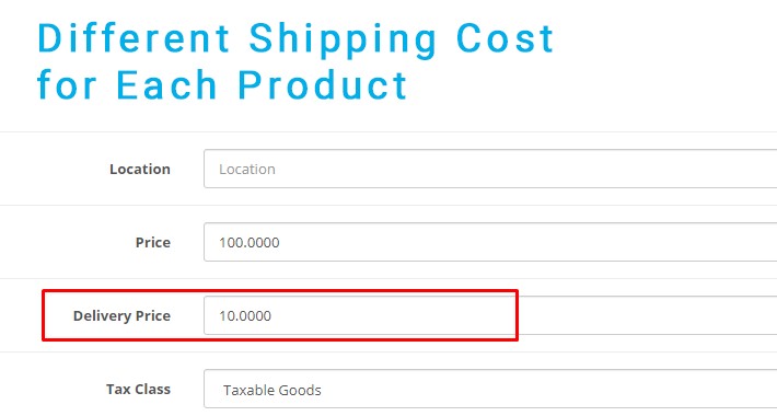 Different Shipping Cost for Each Product