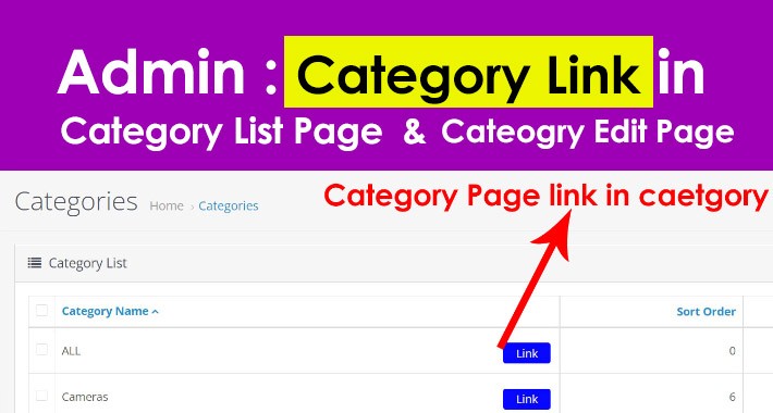 Admin : Category Page Link in Category List / Category Edit Page