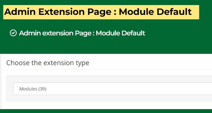 Admin : In Extension Page Module as Default