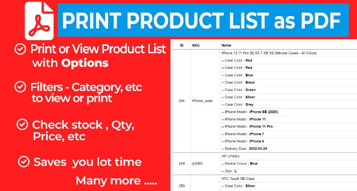 Print Complete Product List as PDF [Pro Version]